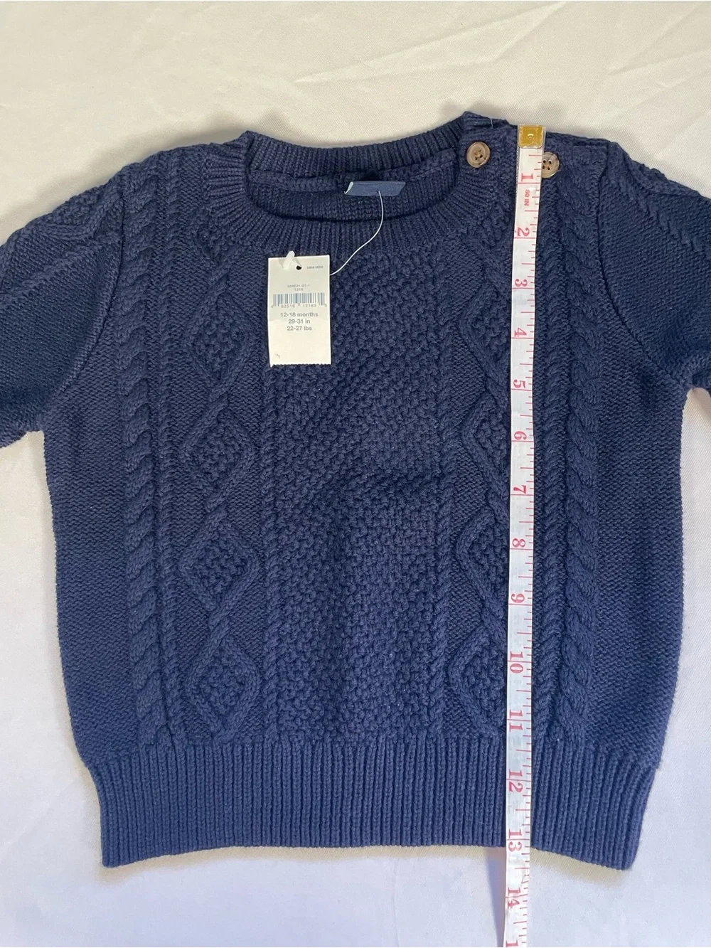 Baby Gap Navy 100% Cotton Cable Knit Crewneck Sweater 12-18 Months NWT